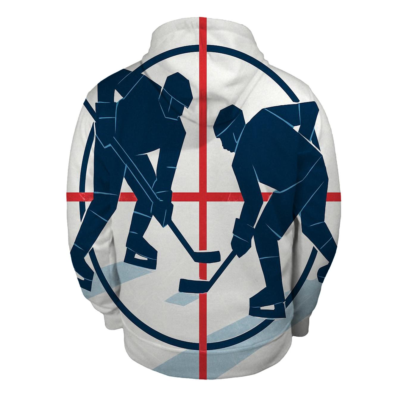 Ice Rink Geometry Faceoff printed hoodies