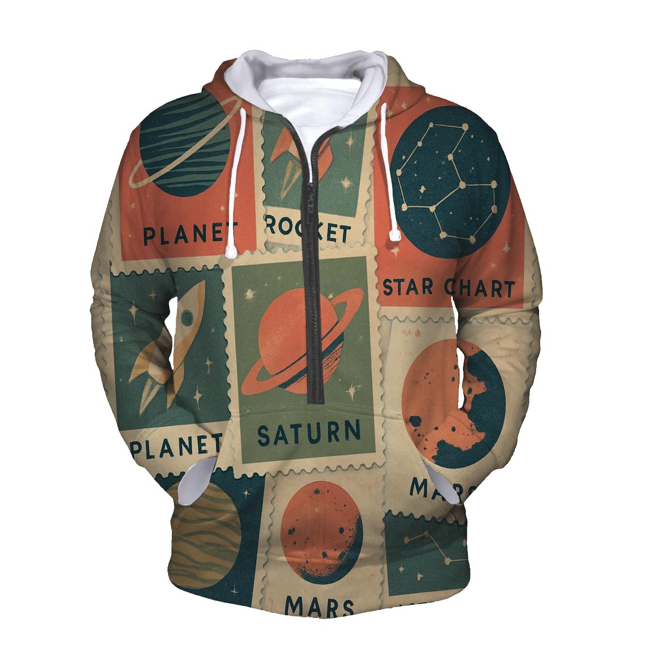Vintage Space Postage Collage pullover hoodies