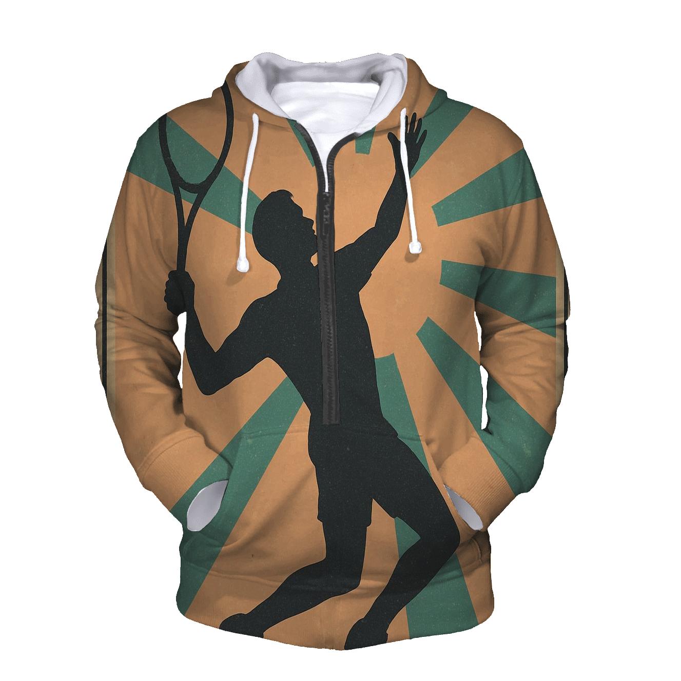 Retro Tennis Sunburst Serve premium hoodies