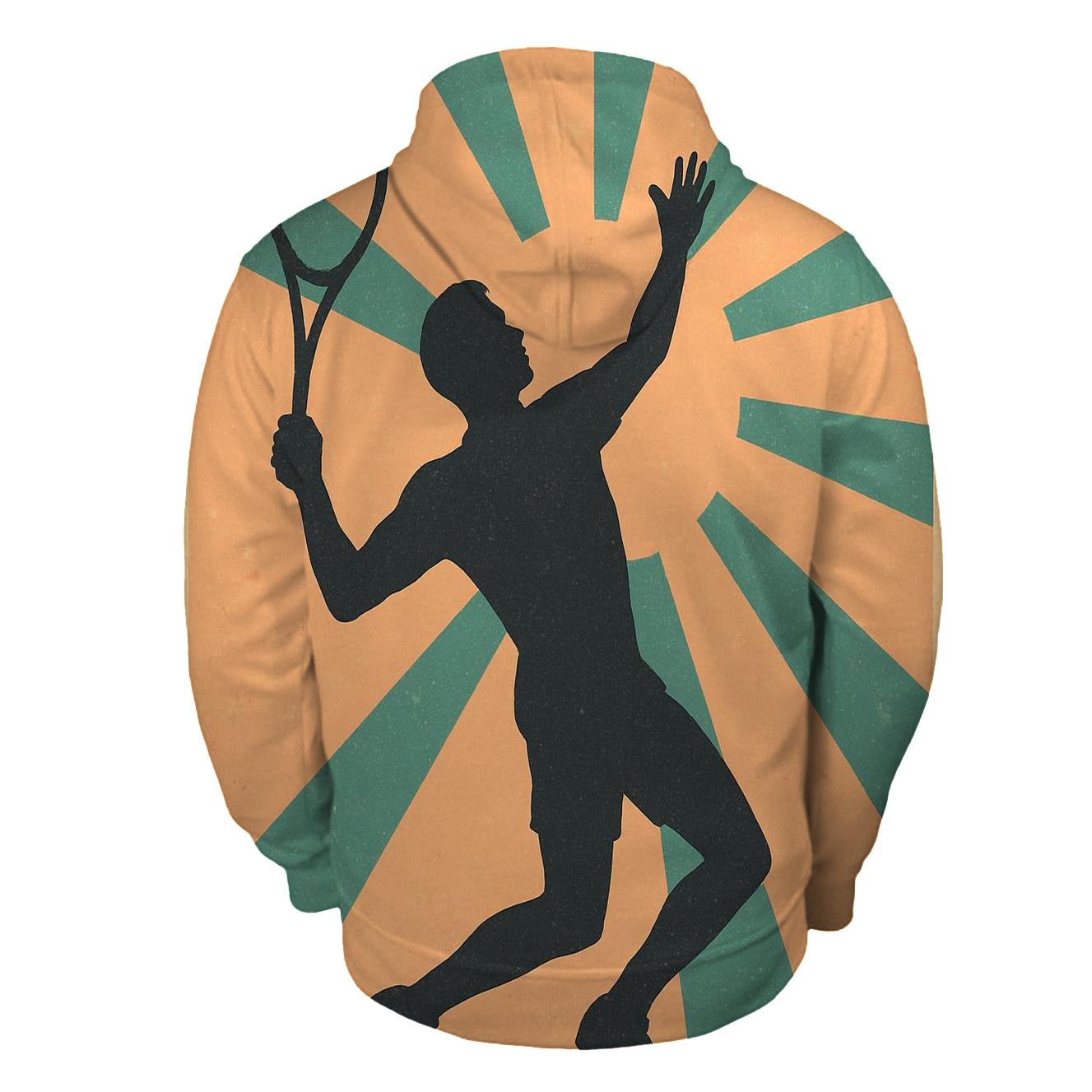 Retro Tennis Sunburst Serve premium hoodies