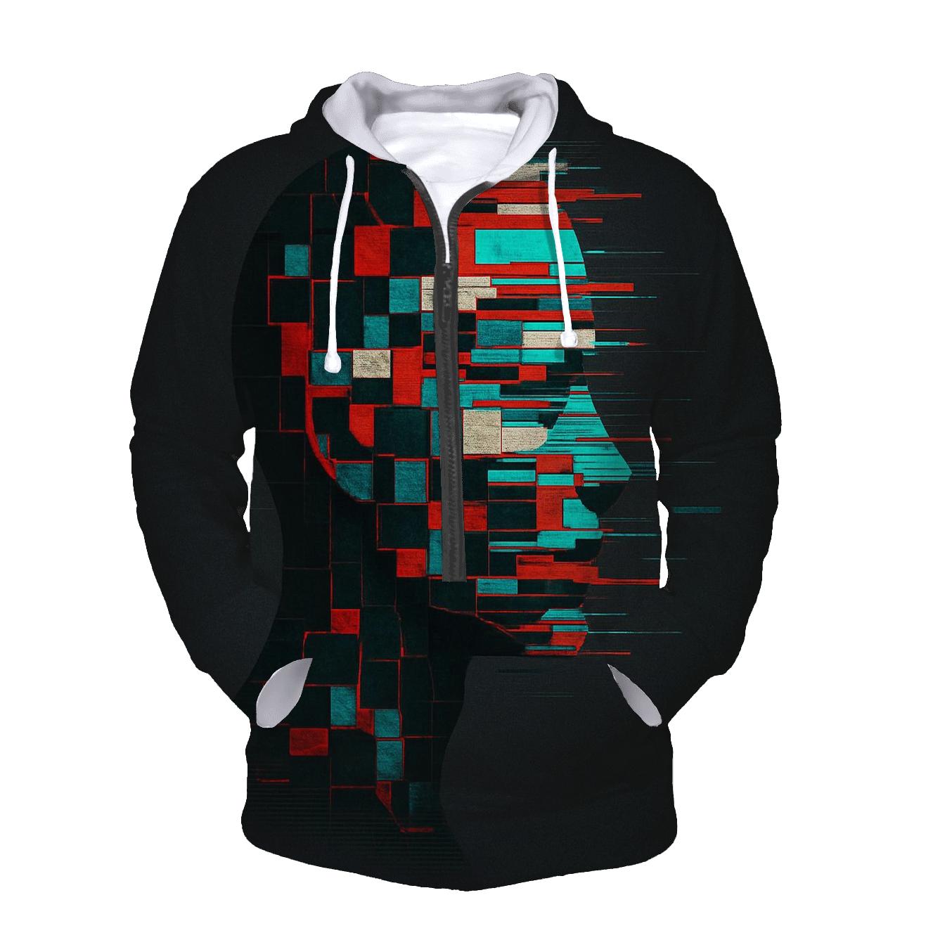 Glitch Mosaic Portrait Silhouette pullover hoodies
