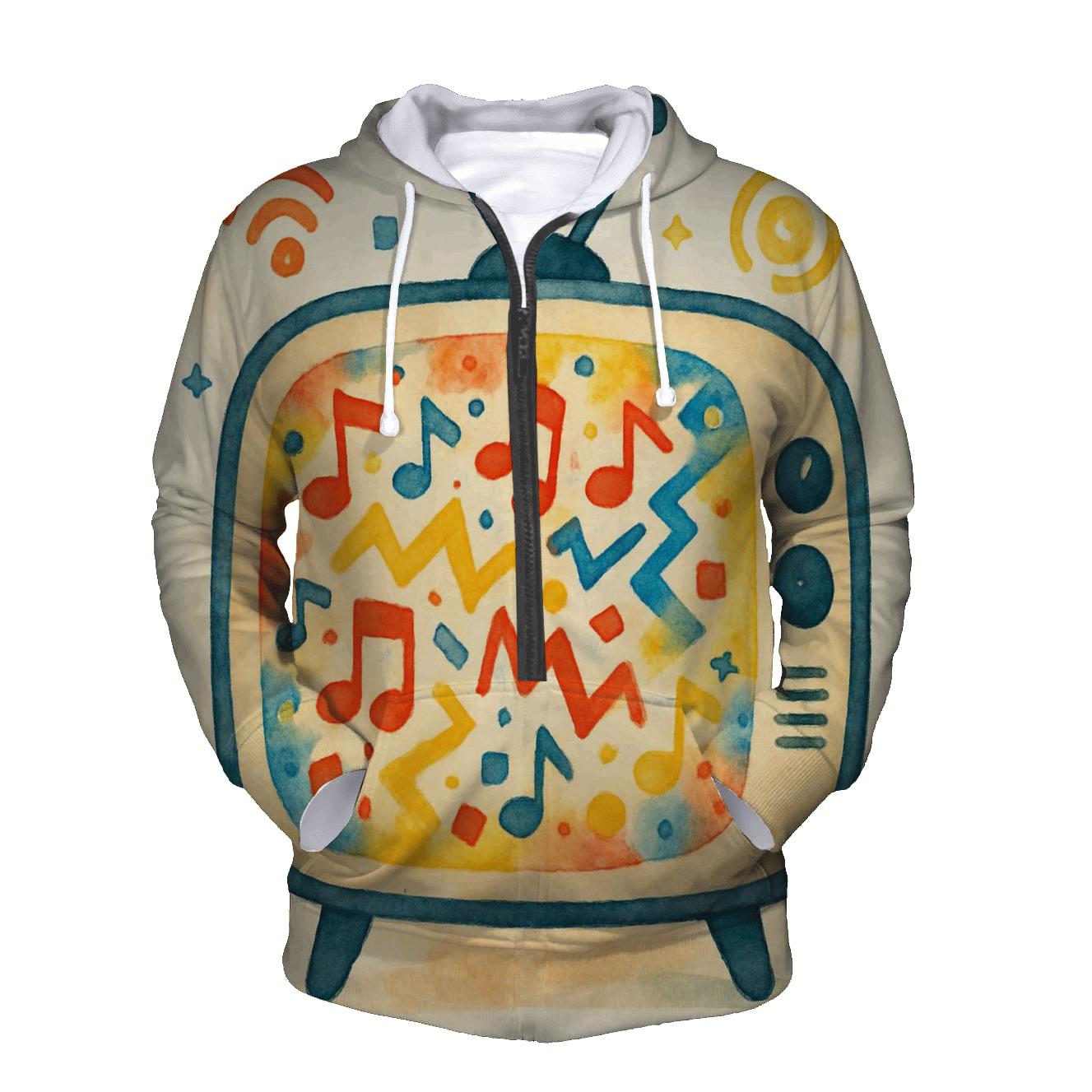 Retro TV Music Static Collage premium hoodies