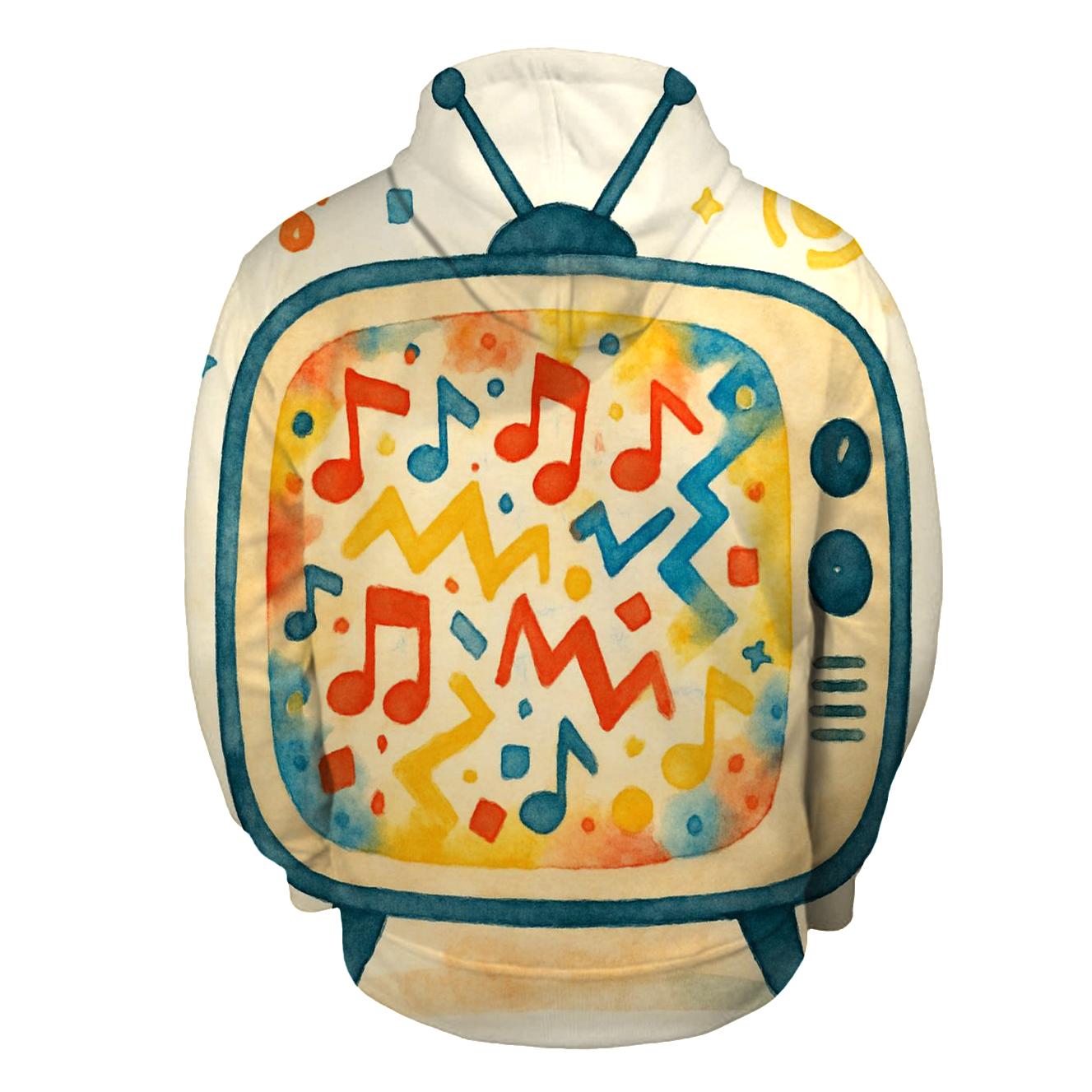 Retro TV Music Static Collage premium hoodies