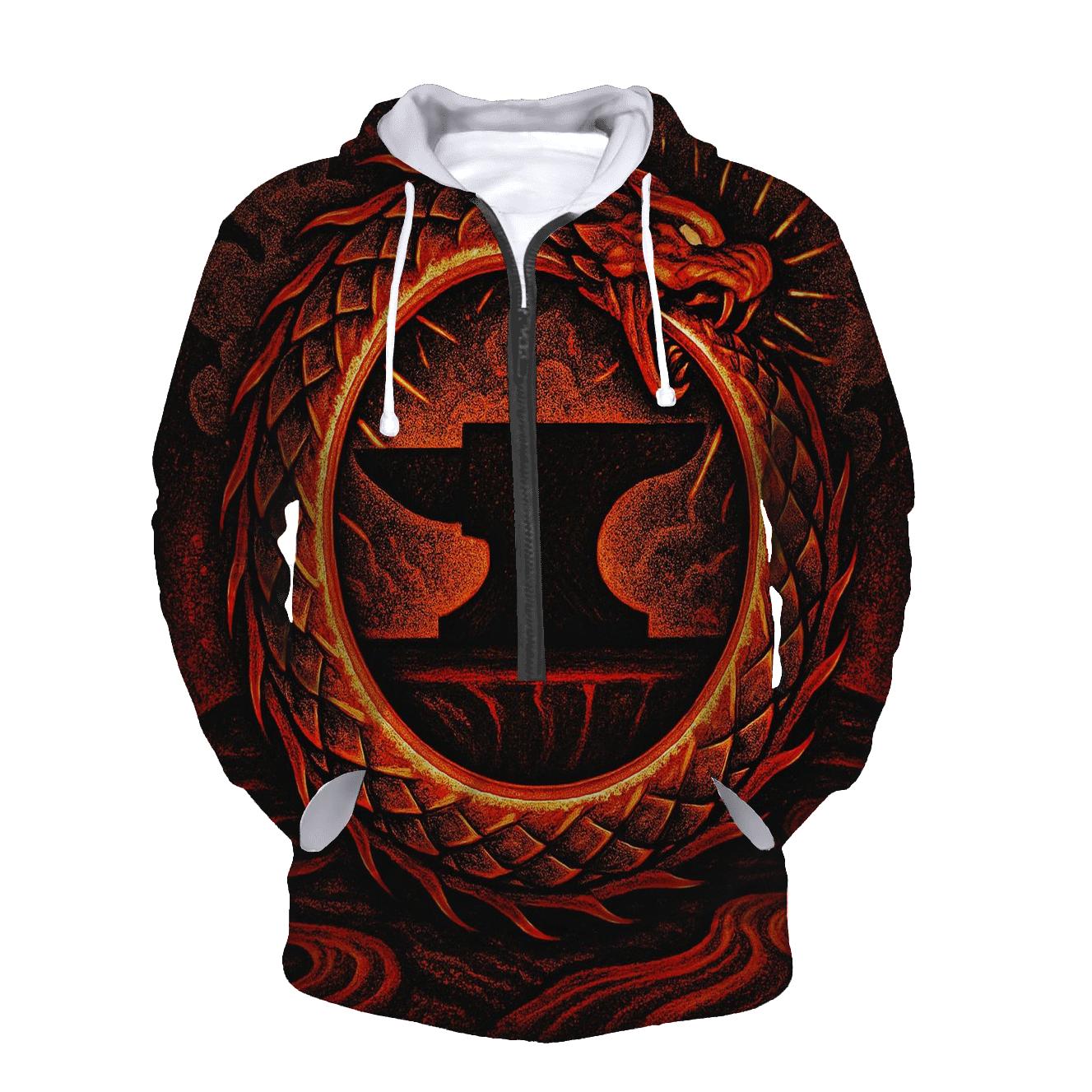 Volcanic Forge Ouroboros printed hoodies