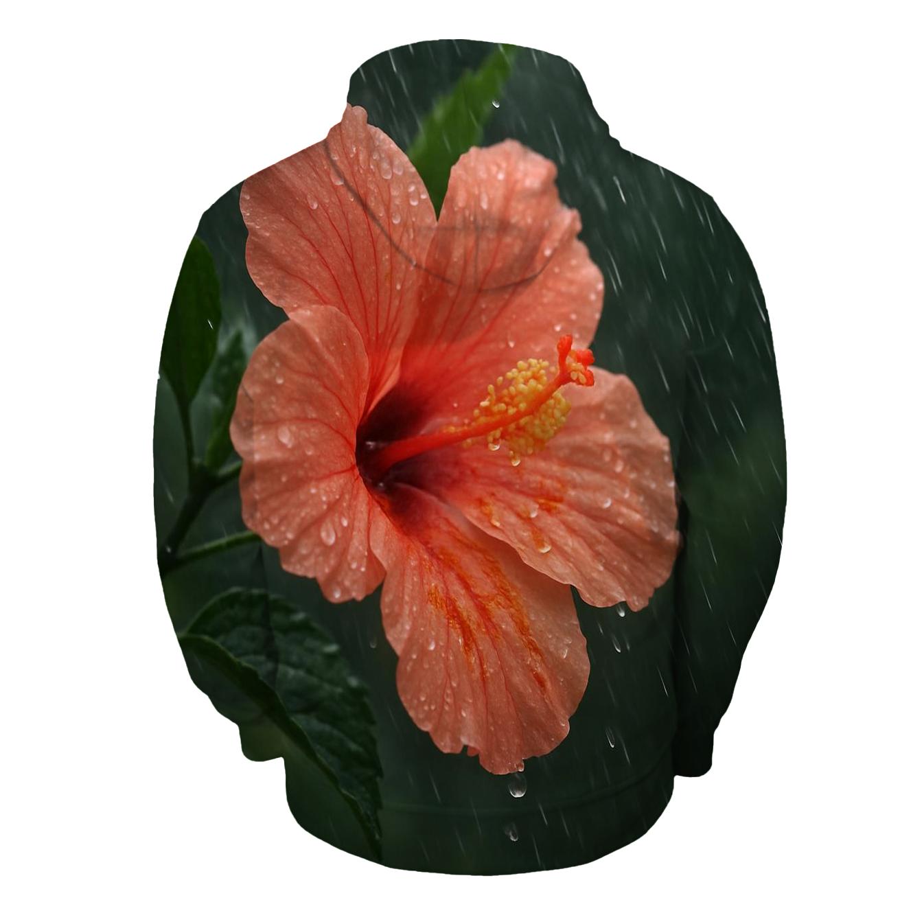Monsoon Rain Hibiscus Bloom With Pollen Washed Across Petals pullover hoodies