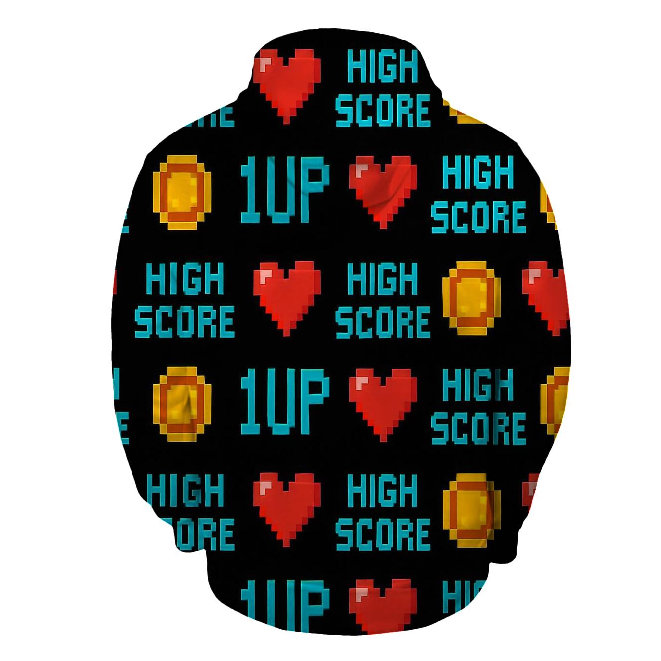 Pixel Heart High Score Pattern custom hoodies