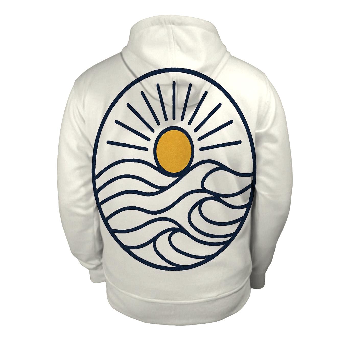 Ocean Wave Line Art Sunburst premium hoodies