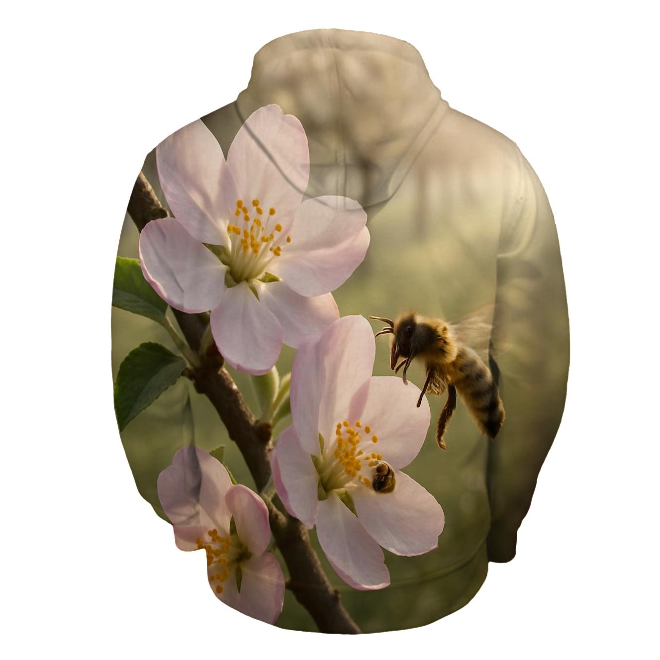 Spring Orchard Apple Blossom With Bee Wing Motion Blur hoodie styles