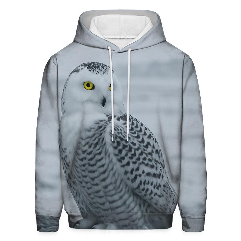 Glacier Edge Sentinel Snowy Owl embroidered hoodies
