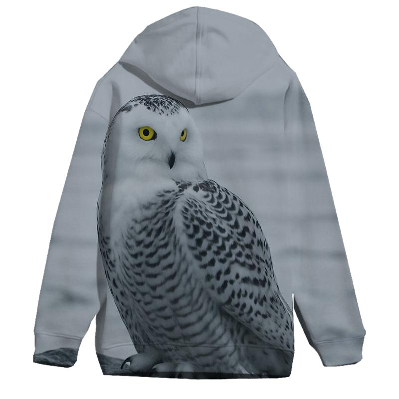 Glacier Edge Sentinel Snowy Owl embroidered hoodies