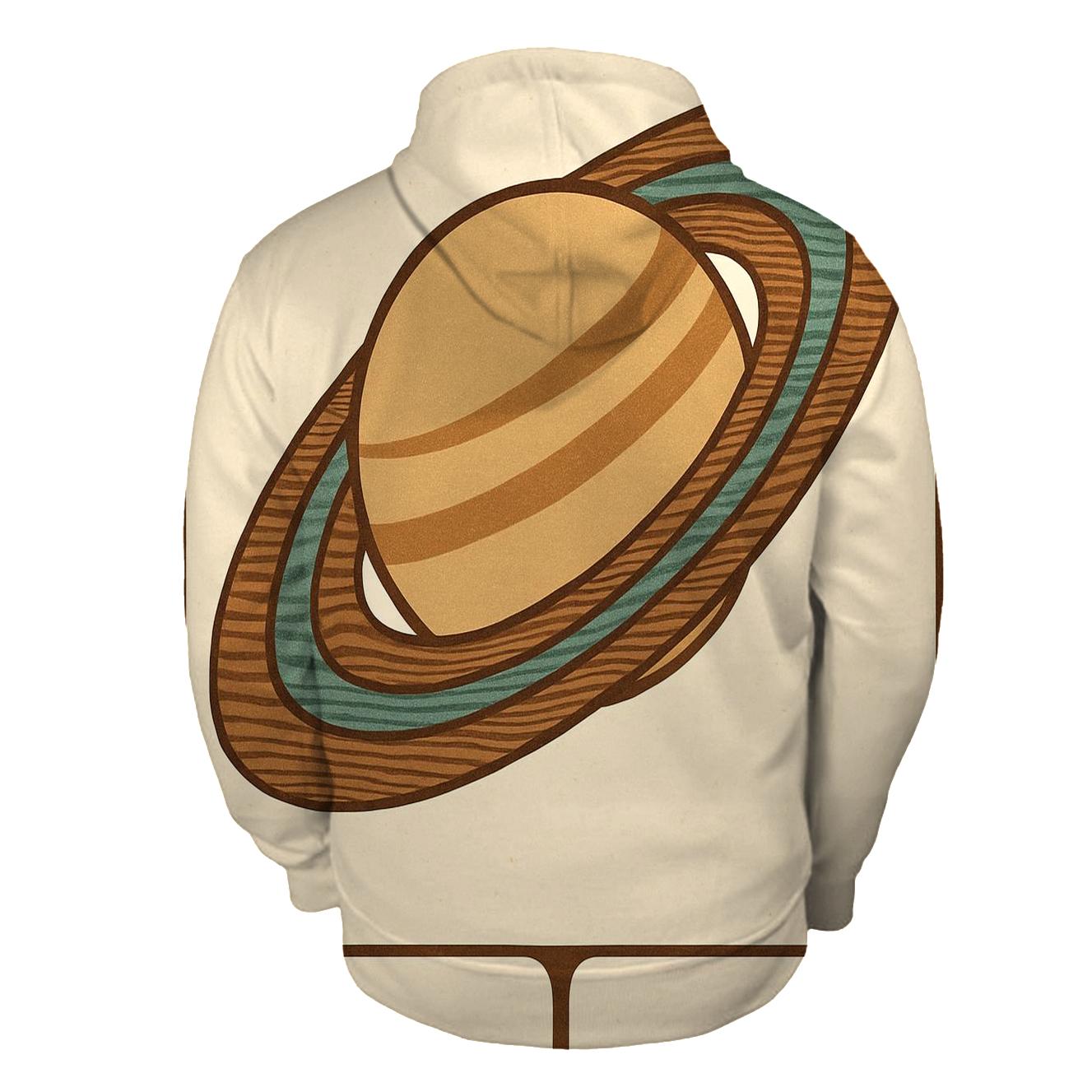 Woodgrain Planet Rings Poster heavyweight hoodies