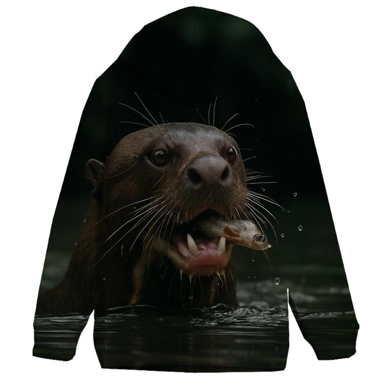 Riverglass Hunter Giant Otter printed hoodies