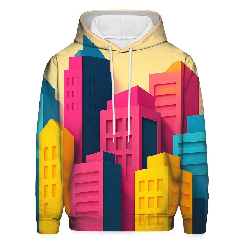 Prismatic Paper Cut Cityscape custom hoodies