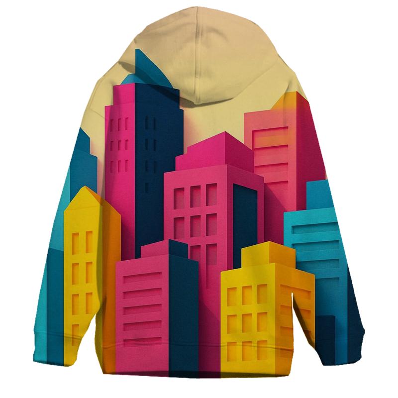Prismatic Paper Cut Cityscape custom hoodies