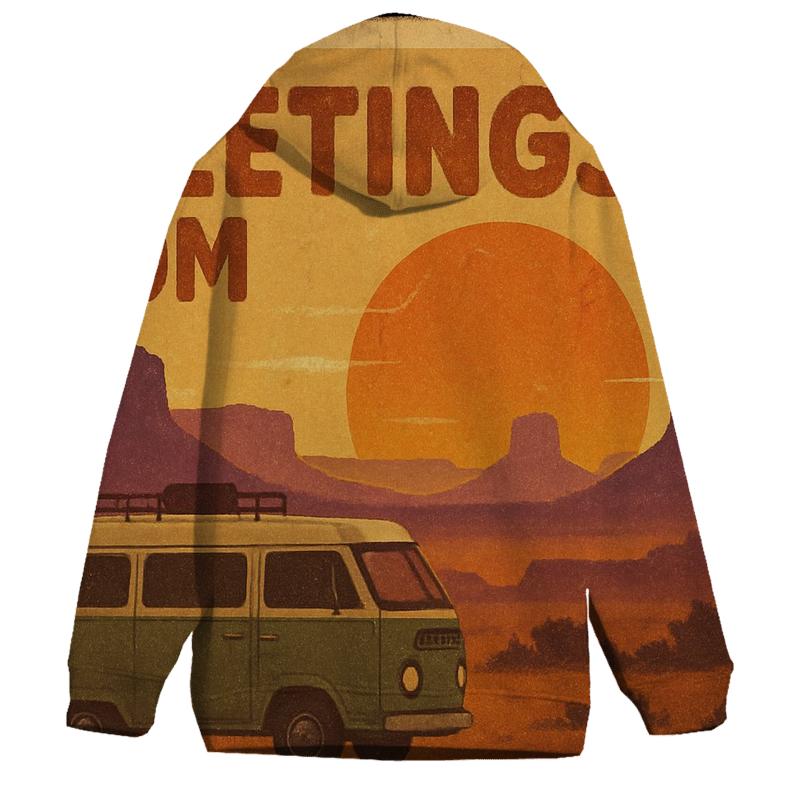 Weathered Seventies Desert Roadtrip Postcard designer hoodies