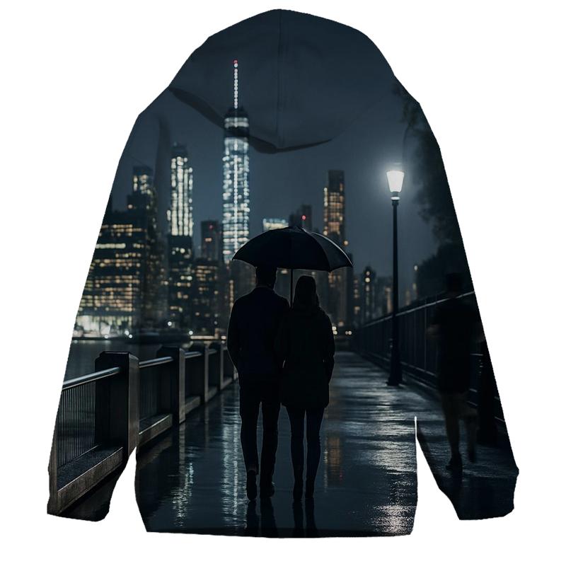 Rainy Night Reflections On The Brooklyn Heights Promenade zip-up hoodies