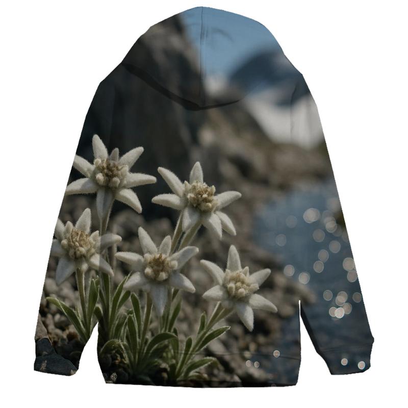 High Alpine Edelweiss Close Up Beside Melting Snowfields custom hoodies