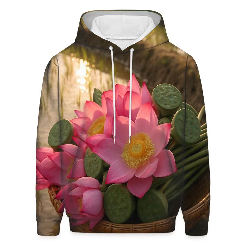 Rice Terrace Margin Lotus Basket For Village Festival Offerings pullover hoodies