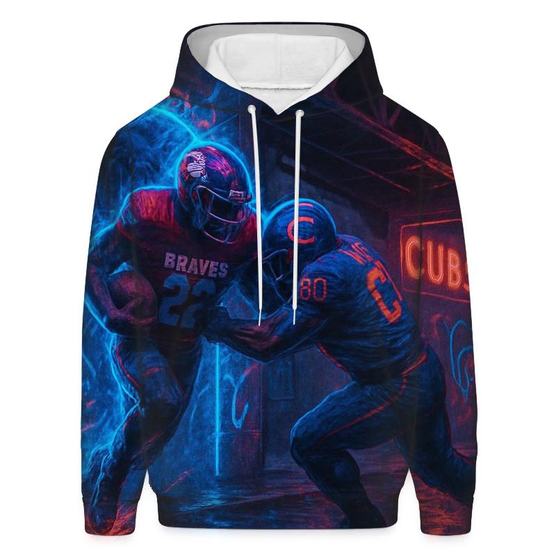 Neon Tunnel Rivalry Under The El Tracks heavyweight hoodies