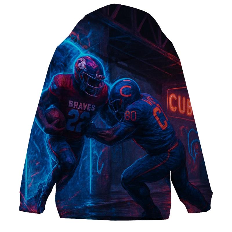 Neon Tunnel Rivalry Under The El Tracks heavyweight hoodies