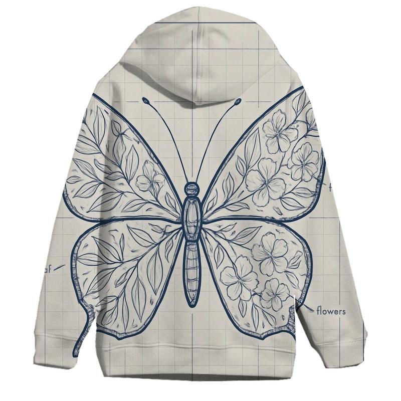 Botanical Blueprint Butterfly hoodie trends