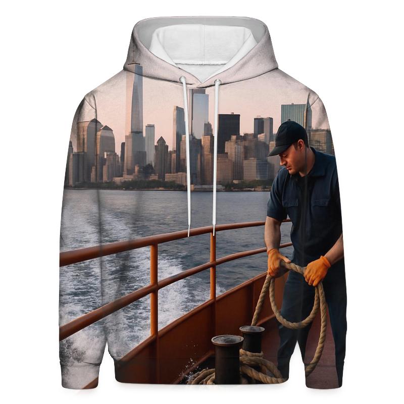 Ferry Wake Lines At First Light Near Battery Park printed hoodies