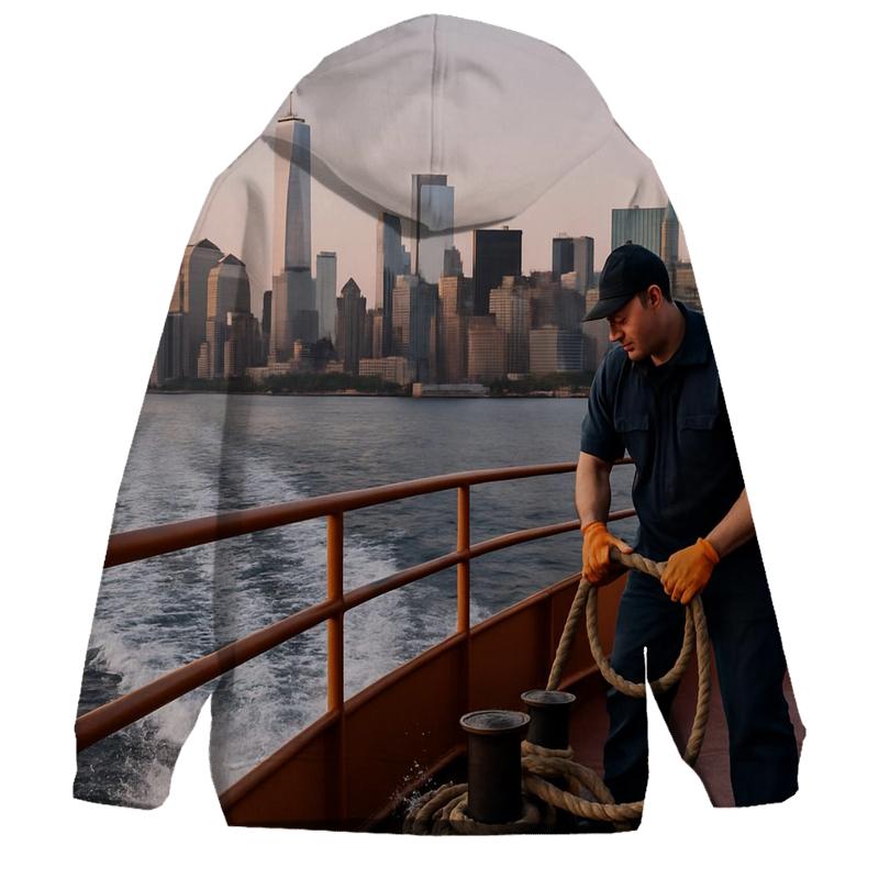 Ferry Wake Lines At First Light Near Battery Park printed hoodies