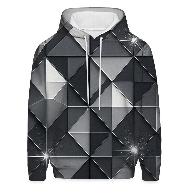 Silver Charcoal Facet Grid embroidered hoodies