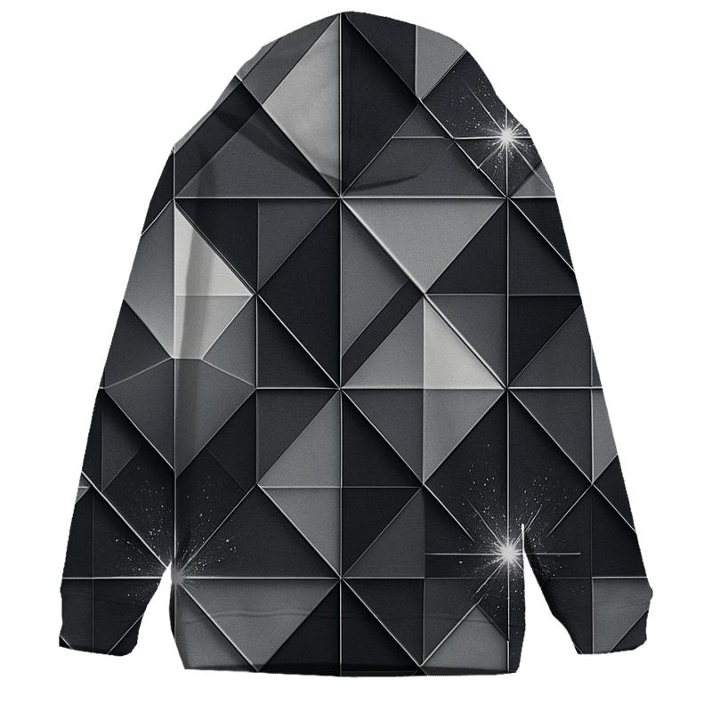 Silver Charcoal Facet Grid embroidered hoodies