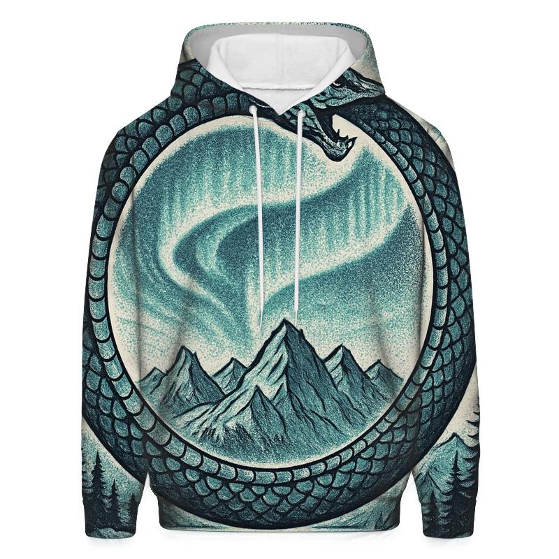 Aurora Fjord Ouroboros embroidered hoodies