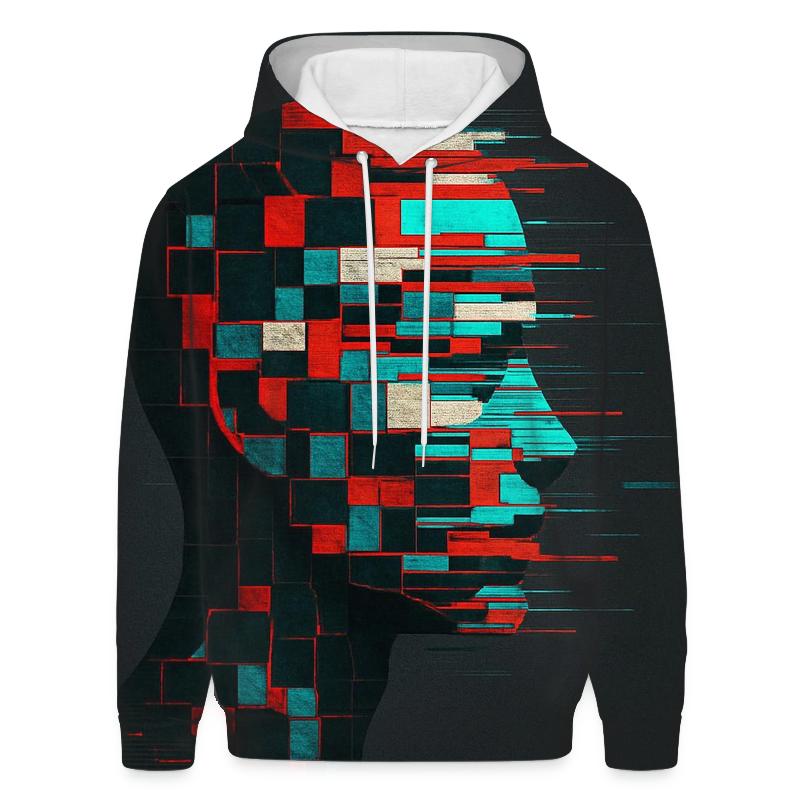 Glitch Mosaic Portrait Silhouette hoodie designs