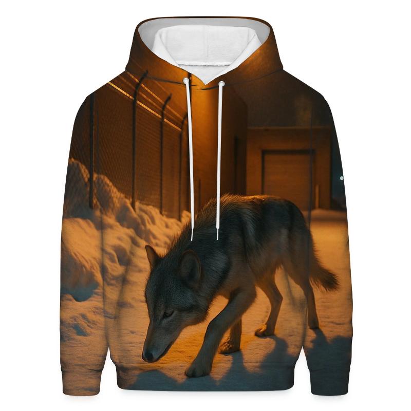 Urban Edge Wolf In A Subzero Alleyway Drift embroidered hoodies