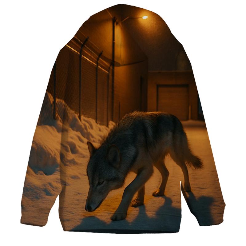 Urban Edge Wolf In A Subzero Alleyway Drift embroidered hoodies