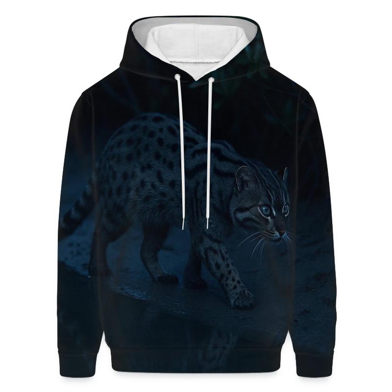 Moonlit Mangrove Prowl Fishing Cat graphic hoodies