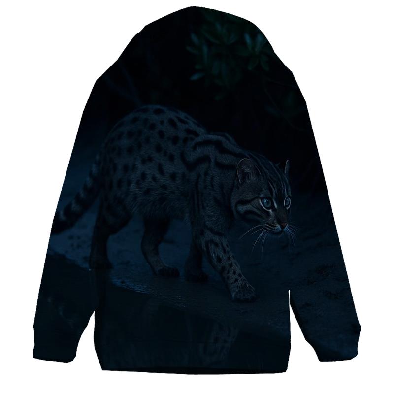 Moonlit Mangrove Prowl Fishing Cat graphic hoodies