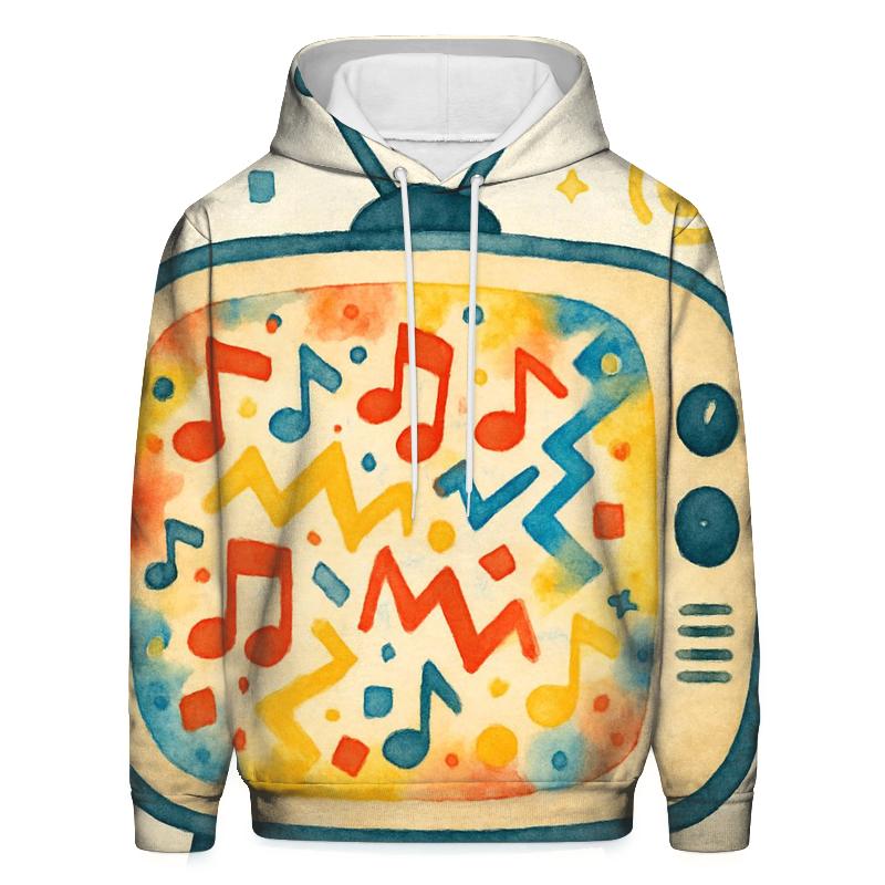 Retro TV Music Static Collage premium hoodies