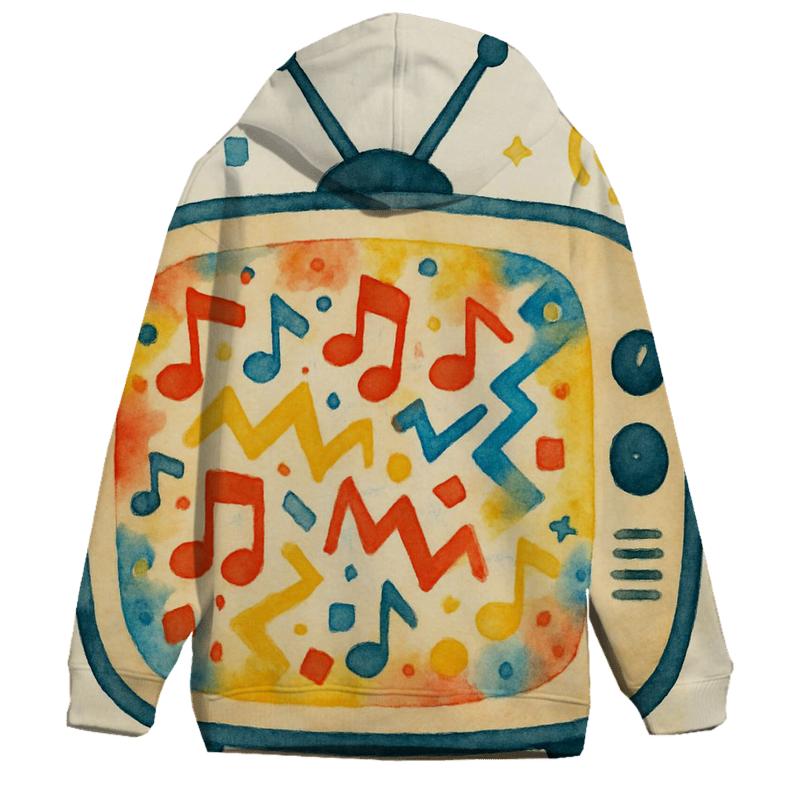 Retro TV Music Static Collage premium hoodies