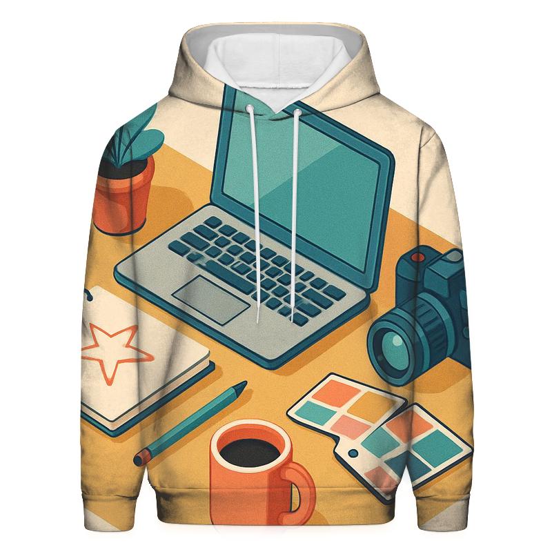 Playful Isometric Studio Workspace zip-up hoodies