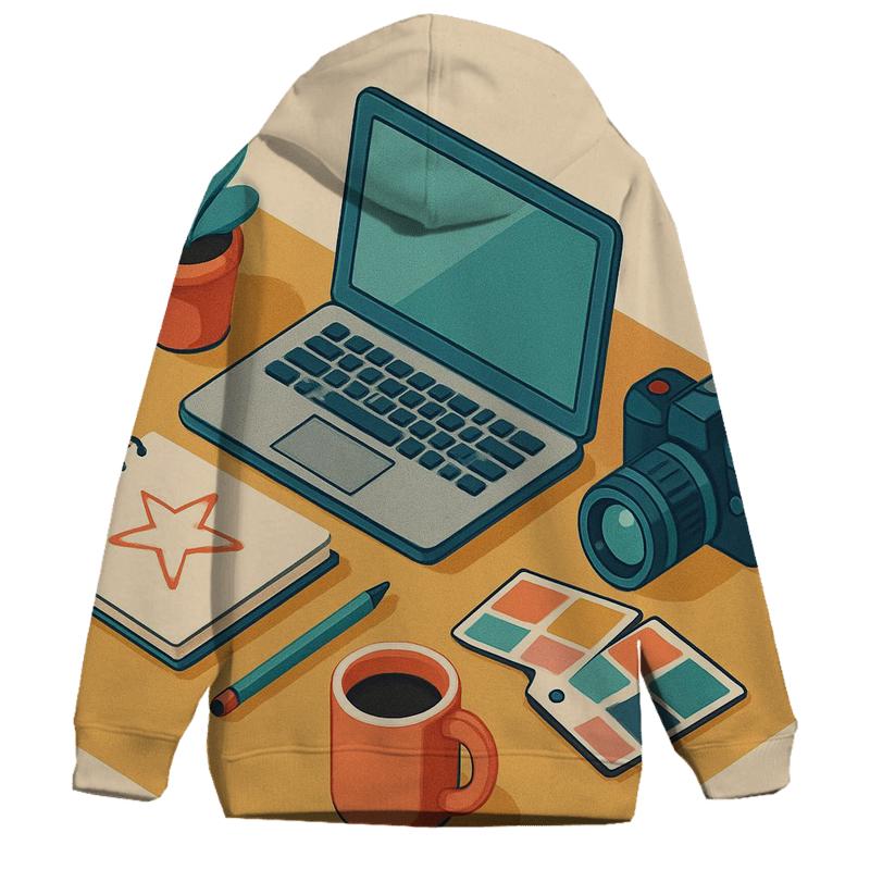 Playful Isometric Studio Workspace zip-up hoodies