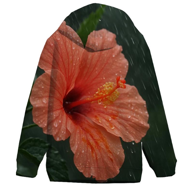 Monsoon Rain Hibiscus Bloom With Pollen Washed Across Petals graphic hoodies