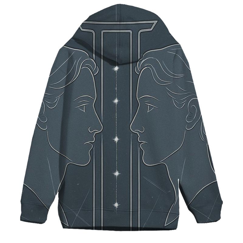 Gemini Twins Mirror Constellation Portrait premium hoodies