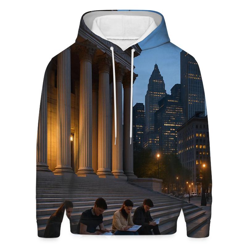 Civic Nightscape From Foley Square With Courthouse Columns zip-up hoodies