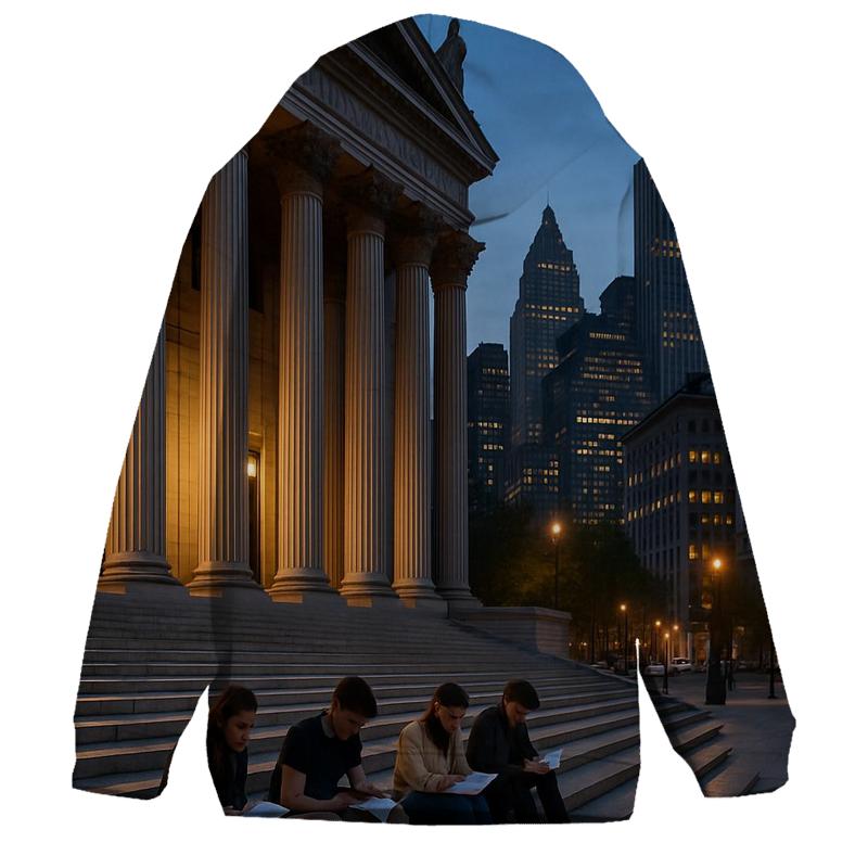 Civic Nightscape From Foley Square With Courthouse Columns zip-up hoodies