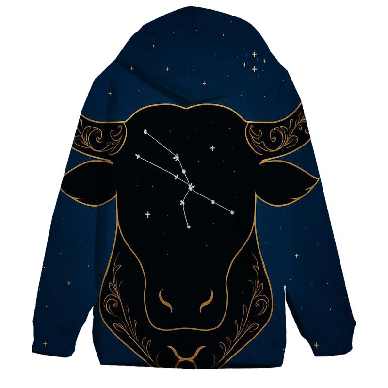Taurus Bull Head Pleiades Accent Chart graphic hoodies