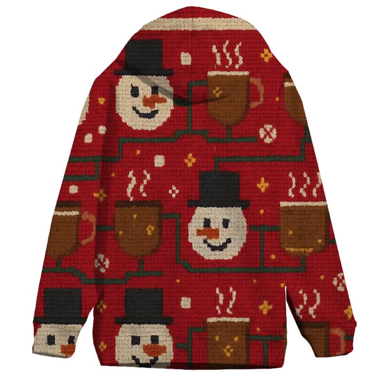 Snowman Hot Cocoa Circuit Design embroidered hoodies