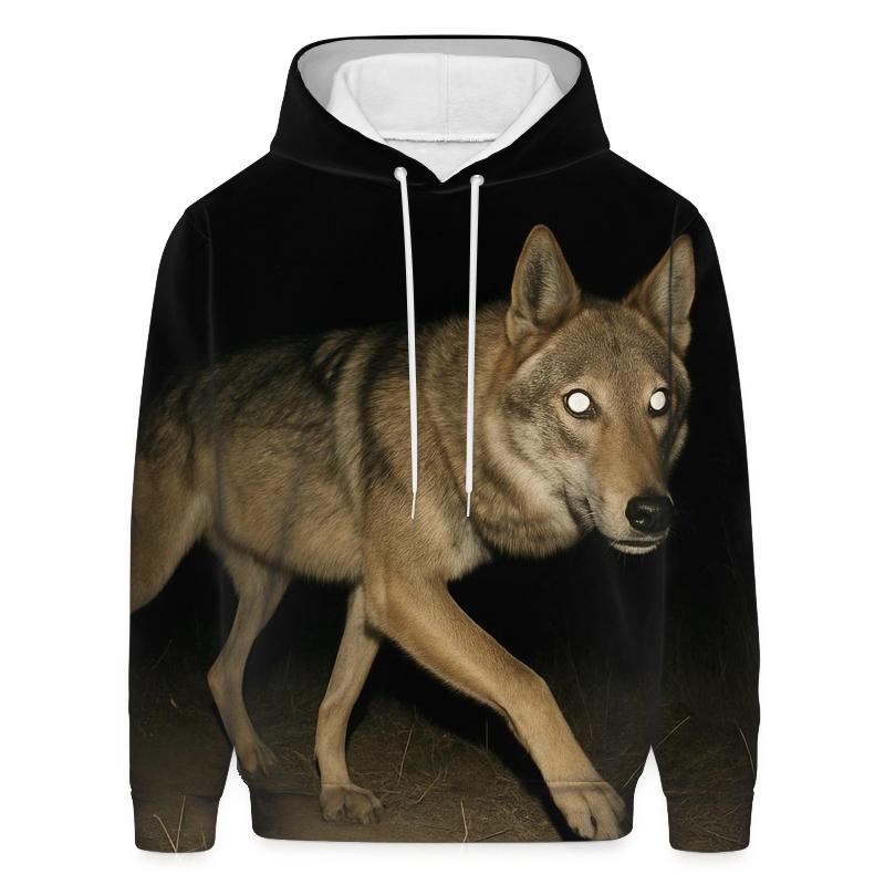 Steppe Wolf On A Nighttime Camera Trap Flash Frame hoodie styles