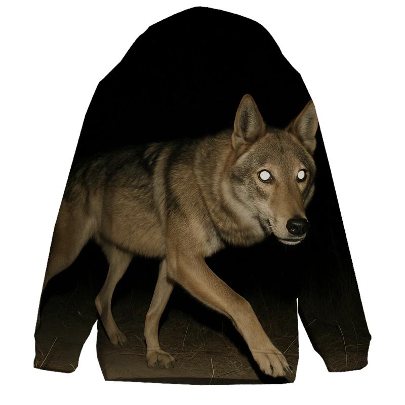 Steppe Wolf On A Nighttime Camera Trap Flash Frame hoodie styles