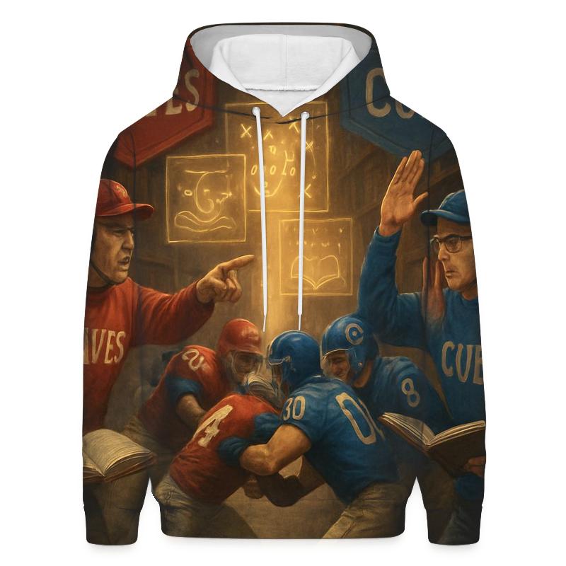 Library Of Playbooks Duel Among Towering Shelves embroidered hoodies