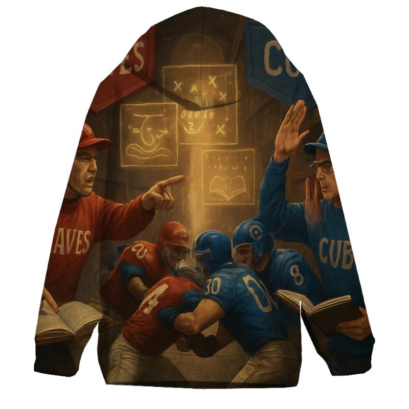 Library Of Playbooks Duel Among Towering Shelves embroidered hoodies