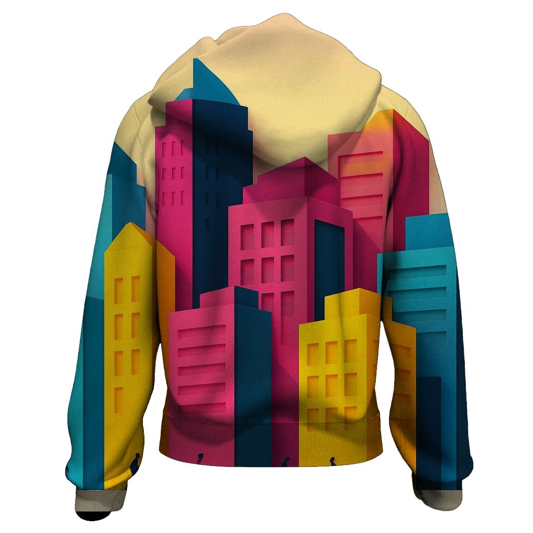 Prismatic Paper Cut Cityscape lightweight hoodies